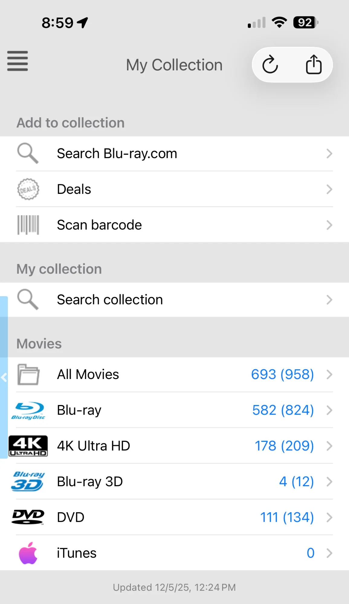 my_bluray_mymovies_phone_app_collection